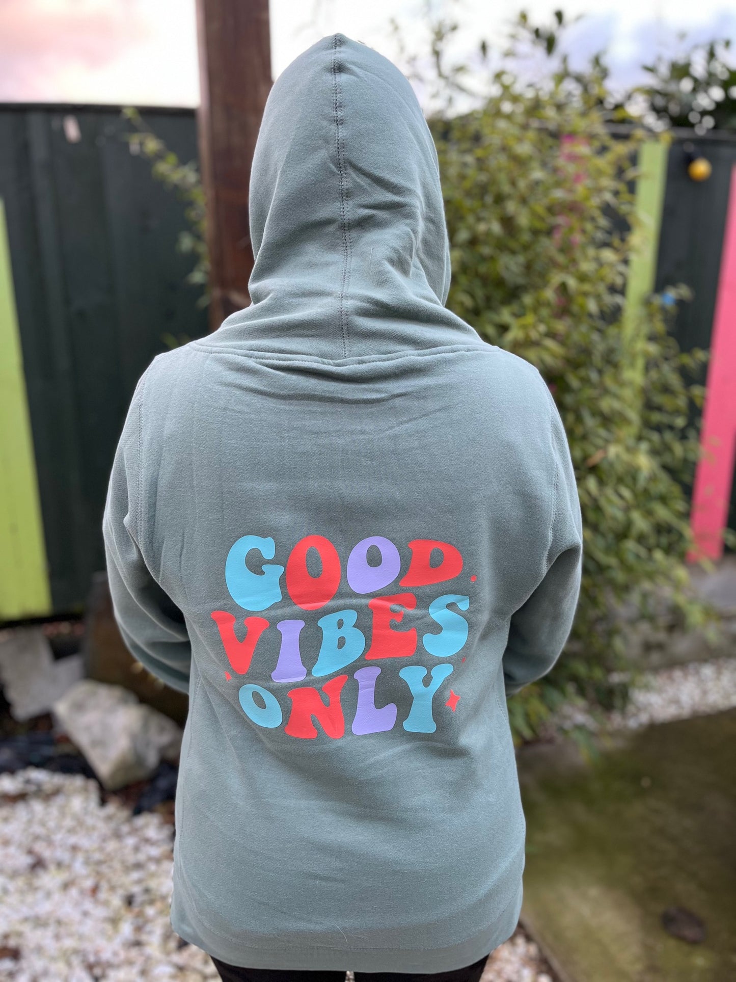 Adults Good Vibes Only Cosy Cross Neck Printed Hoodie