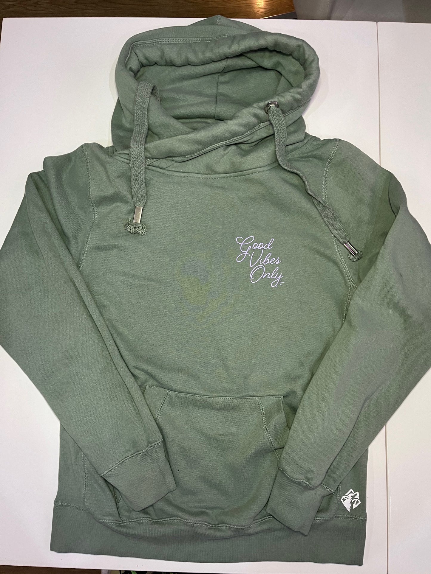 Adults Good Vibes Only Cosy Cross Neck Printed Hoodie