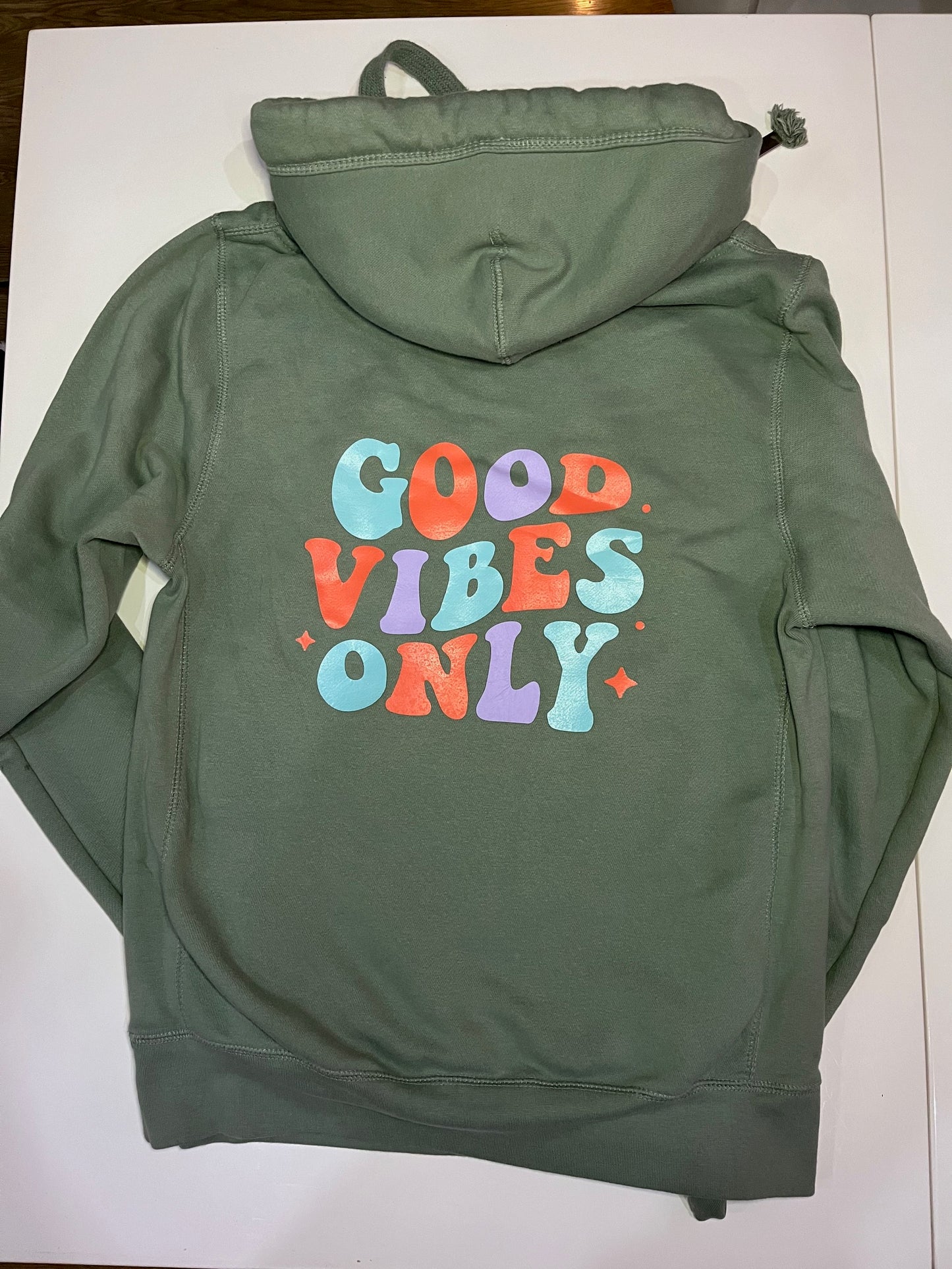 Adults Good Vibes Only Cosy Cross Neck Printed Hoodie