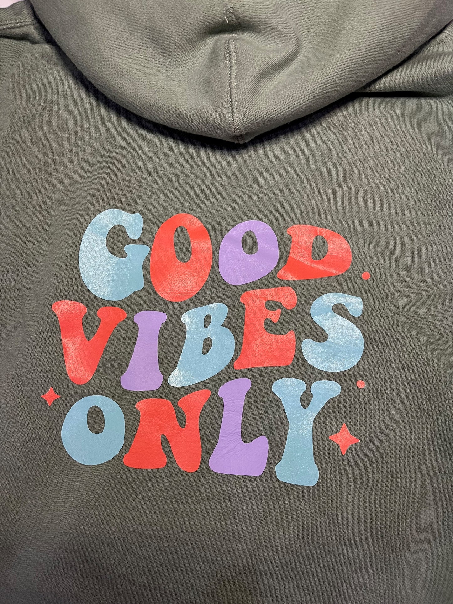 Adults Good Vibes Only Cosy Cross Neck Printed Hoodie
